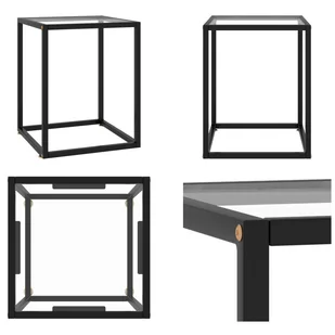 vidaXL Stolik kawowy czarny ze szkłem hartowanym 40x40x50 cm - Stolik kawowy - Stoliki kawowe - Stolik boczny - Stoliki boczne - Ławy i stoliki kawowe - miniaturka - grafika 1