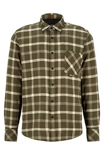 BOSS Męska koszula flanelowa Riou 1 w kratkę, regularny krój, z bawełny ekologicznej, ciemnozielony, XXL - Koszule męskie - miniaturka - grafika 1