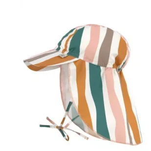 Lassig Czapka przeciwsłoneczna z daszkiem i osłoną karku UV80 Splash & Fun Fale pink/nature, rozm. 46/49 - Czapeczki dla niemowląt - miniaturka - grafika 1