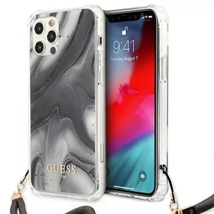 Guess nakładka do iPhone 12 Pro Max 6,7" GUHCP12LKSMAGR szara hard case Marble Collection GUE001342 - Etui i futerały do telefonów - miniaturka - grafika 1