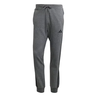 adidas Mężczyźni ESSENTIAL THREE STRIPES FLEECE PANT, dark grey heather/black, 3XL - Spodnie męskie - miniaturka - grafika 1
