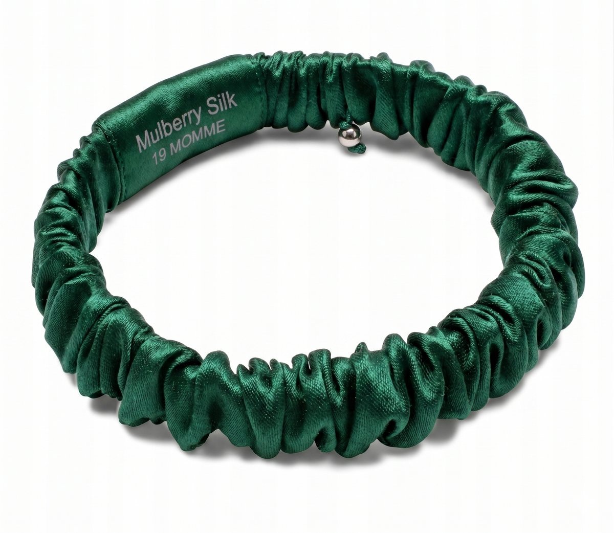 Jedwabna gumka do włosów scrunchie mulberry 6A zielona XS cienka premium