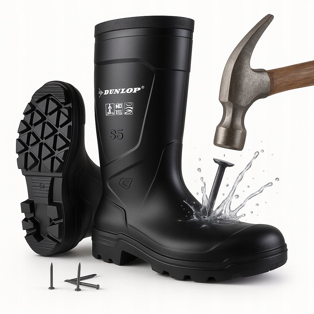 KALOSZE robocze GUMOWCE do przemysłu SOLIDNE GUMIAKI ANTYPRZEBICIOWE S5 46