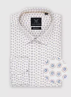 Koszule męskie - Wzorzysta koszula w kolorze złamanej bieli - miniaturka - grafika 1