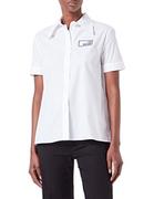 Koszule damskie - Love Moschino Damska koszula z krótkim rękawem Boxy Fit in Stretch Cotton Shirt, optical white, 40 - miniaturka - grafika 1