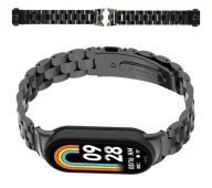 Akcesoria do smartwatchy - Bizon Pasek ze stali nierdzewnej Strap Watch Aura do Xiaomi Smart Band 9 / 9 NFC / 8, czarny - miniaturka - grafika 1