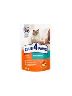 CLUB 4 PAWS CLUB 4 PAWS STERILISED CHICKEN 80G C4PST80G - Mokra karma dla kotów - miniaturka - grafika 1