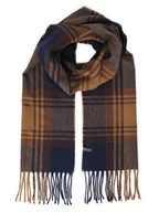 Apaszki i szaliki męskie - Granatowy szalik męski w kratę - camel R50 - miniaturka - grafika 1