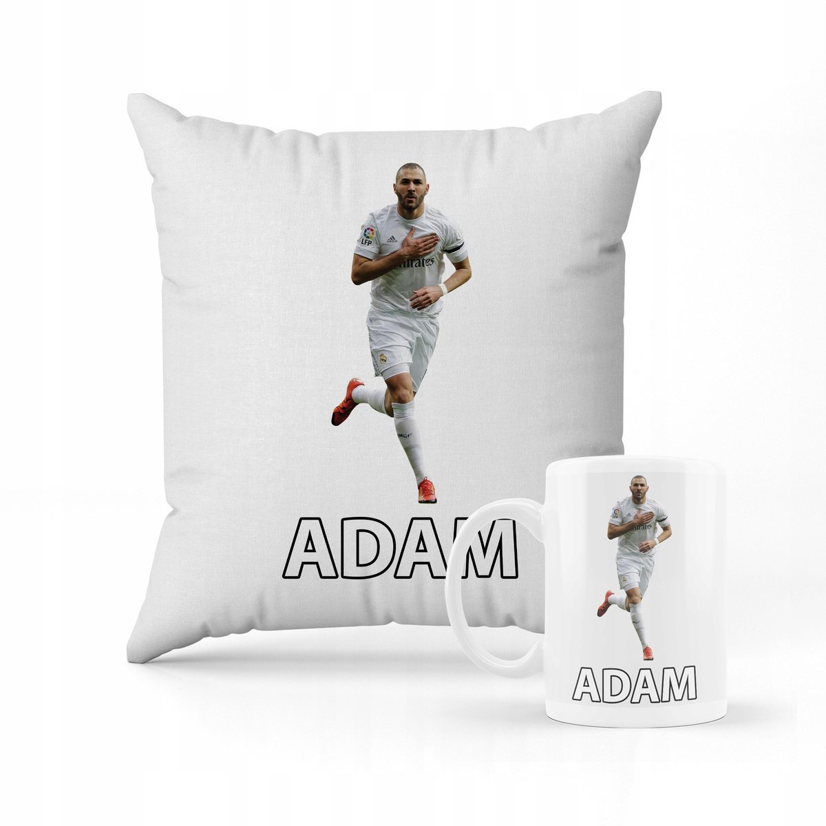 ZESTAW PODUSZKA + KUBEK PREZENT DLA Dziecka KARIM BENZEMA REAL