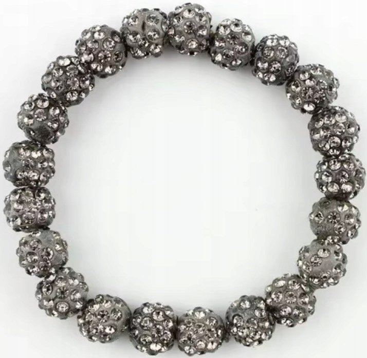 Szara Bransoletka z Koralików Shamballa Elastyczna Ręcznie Robiona