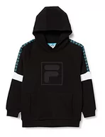 Bluzy dla chłopców - FILA Dylan Taped Hoody chłopięca bluza z kapturem, czarno-jasny biały, 134-140 - miniaturka - grafika 1