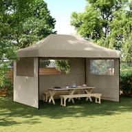 Pawilony ogrodowe - vidaXL Namiot imprezowy typu pop-up z 3 ściankami, kolor taupe - miniaturka - grafika 1
