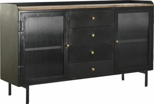DKD Home Decor Kredens DKD Home Decor Naturalny Czarny Złoty Metal Drewno mango 145 x 40 x 85 cm - Kredensy - miniaturka - grafika 1