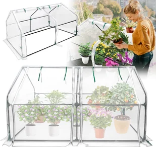Szklarnia foliowa XMTECH, domek ogrodowy ze zwijanymi drzwiami, domek na pomidory, szklarnia na pomidory, ochrona roślin przed szkodnikami, 180x90x90cm, biały - Szklarnie ogrodowe - miniaturka - grafika 1