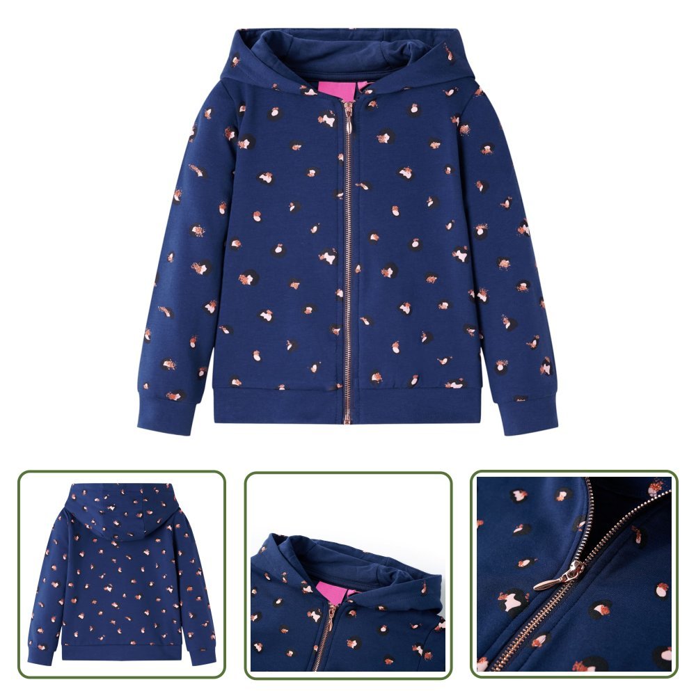Bluza dziecięca z kapturem - granatowa - 128 - Bluza Dziewczęca