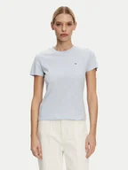 Koszulki i topy damskie - Tommy Hilfiger T-Shirt Slub WW0WW44433 Błękitny Slim Fit - miniaturka - grafika 1