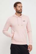 Bluzy męskie - EA7 Emporio Armani bluza męska kolor różowy z kapturem gładka - miniaturka - grafika 1
