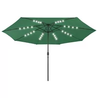 Parasole ogrodowe - vidaXL Parasol ogrodowy z LED i metalowym słupkiem, 400 cm, zielony 312531 - miniaturka - grafika 1