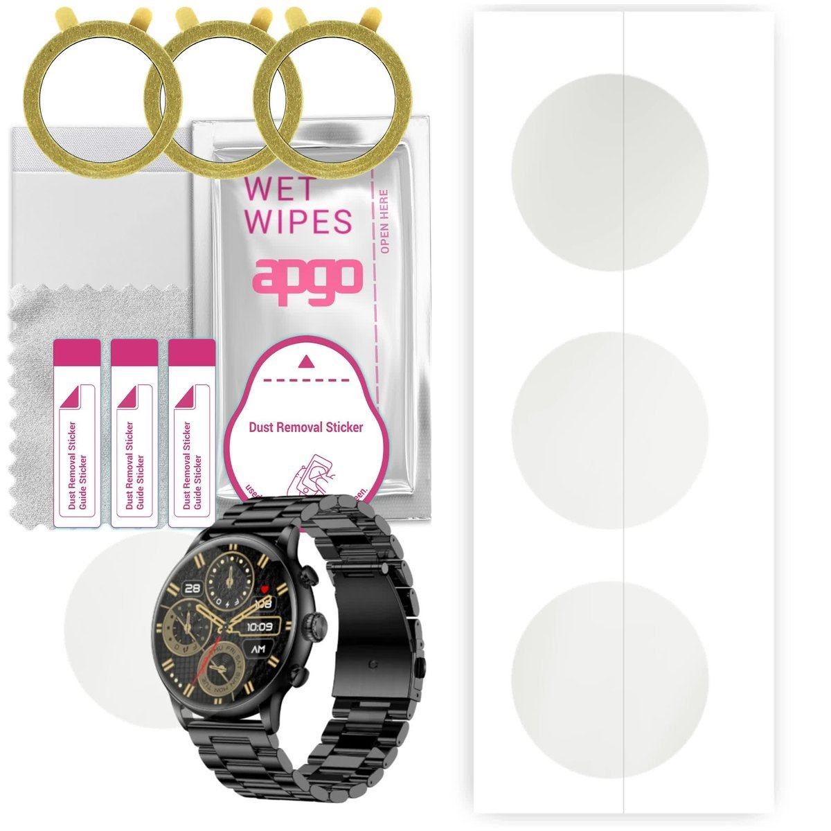 3x Folia ochronna hydrożelowa MATOWA do myPhone Watch Elegant 2 - apgo Smartwatch Hydrogel MATTE Protection Ochrona na ekran smartwatcha