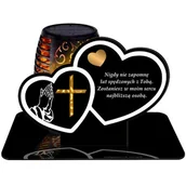 Lampiony i znicze - ZNICZ SOLARNY LED WIECZNY PODSTAWKA NA CMENTARZ GRÓB Serce EFEKT PŁOMIENIA DLA DZIADKÓW - miniaturka - grafika 1