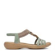 Sandały damskie - Sandały Rieker CEO-61855-52 Zielony jasny - miniaturka - grafika 1