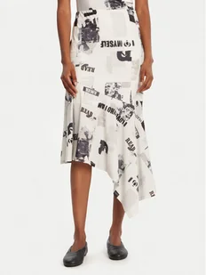 Desigual Spódnica midi Breaking News 25WWFK07 Biały Regular Fit - Spódnice - miniaturka - grafika 1