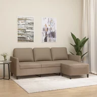 Sofy i kanapy - vidaXL 3-osobowa sofa z podnóżkiem, cappuccino, 180 cm, sztuczna skóra - miniaturka - grafika 1
