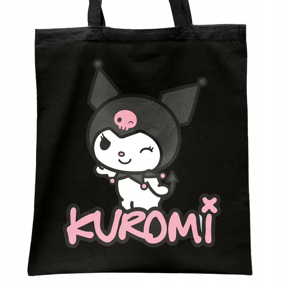 Torba bawełniana czarna na zakupy KUROMI ONEGAI MY MELODY Anime