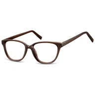 Okulary korekcyjne, oprawki, szkła - Damskie okulary acetatowe oprawki korekcyjne zerówki kocie AC394F ciemny brąz - miniaturka - grafika 1