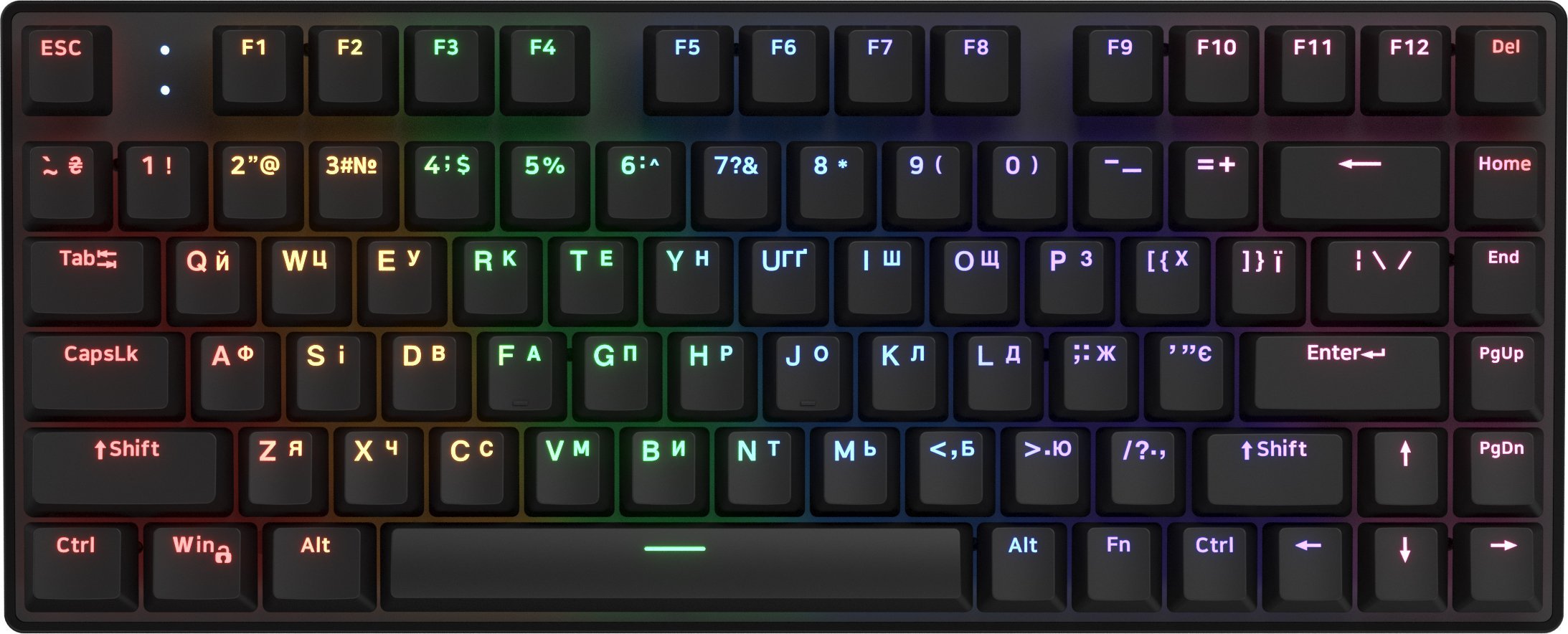 SilentiumPC Hator HTK275UA Icefall Mecha Rainbow 82 Bezprzewodowa klawiatura do gier ENG/UA/RU