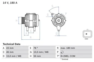 Alternator Bosch 0 986 082 510 - Alternatory - miniaturka - grafika 1