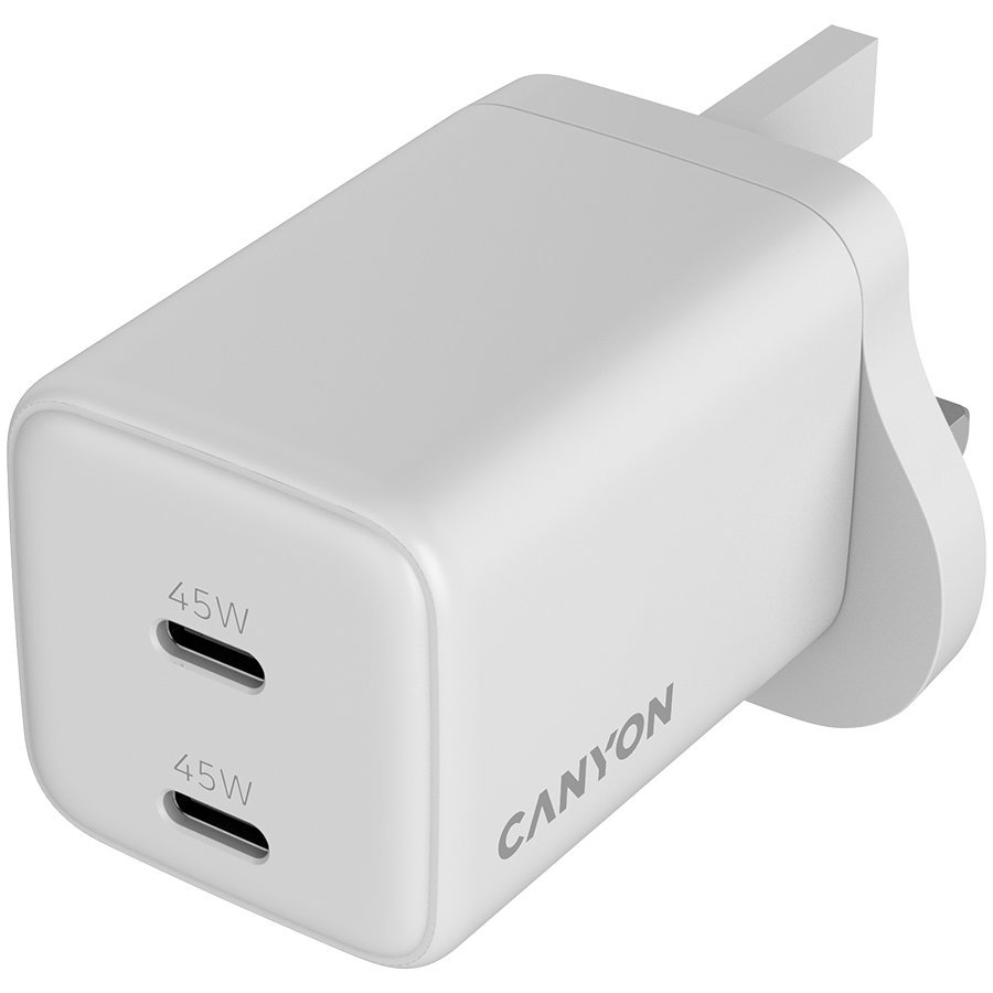 CANYON Ładowarka sieciowa CU45AC GaN 45W 2xPD UK Biała