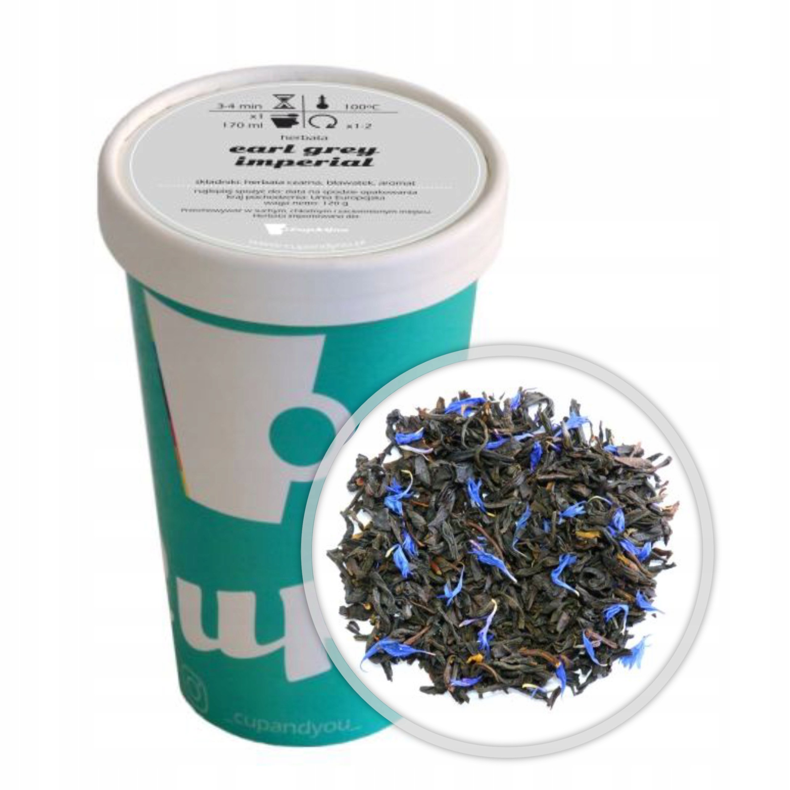 Najlepsza liściasta czarna herbata EARL GREY IMPERIAL EKO bławatek 120g