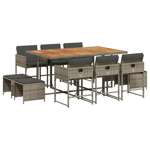 Zestaw mebli ogrodowych rattan PE szary/brązowy 165x106x73 cm
