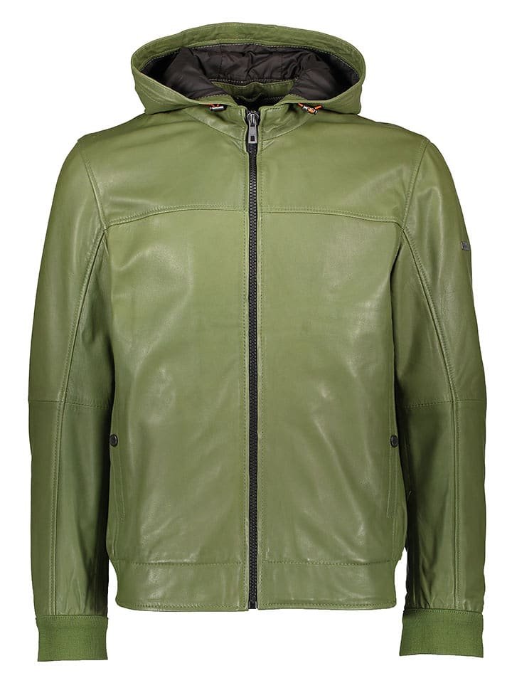 Bugatti Skórzana kurtka w kolorze zielonym