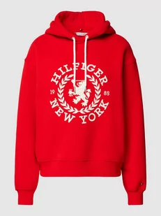 Bluza z kapturem i nadrukiem z motywem z logo - Bluzy damskie - miniaturka - grafika 1