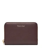 Portfele - Calvin Klein Duży Portfel Damski Foil Logo Medium Zip Around LV04F1091G Bordowy - miniaturka - grafika 1