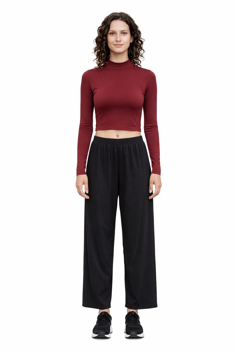 ADIDAS DOPASOWANA BLUZKA Z DŁUGIM RĘKAWEM I GOLFEM BORDOWA XS I3A