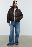 Kurtki damskie - Stradivarius Kurtka pikowana satynowa Brązowy M - miniaturka - grafika 1