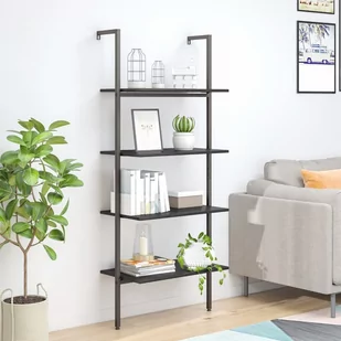 Regał drabina z 4 półkami, czarny, 64x35x152,5 cm - Regały - miniaturka - grafika 1