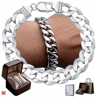 Bransoleta Srebrna Męska Bransoletka Gruba Srebro 925 Pancerka Pełna - Bransolety męskie - miniaturka - grafika 1