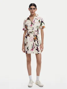 Desigual Sukienka koszulowa Monicawhite 25SWVW13 Écru Regular Fit - Sukienki - miniaturka - grafika 1