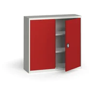 Szafy biurowe - KOVONA Szafa metalowa, 1150 x 1200 x 400 mm, 2 półki, szara/czerwona C37020.2.75.24B2B - miniaturka - grafika 1