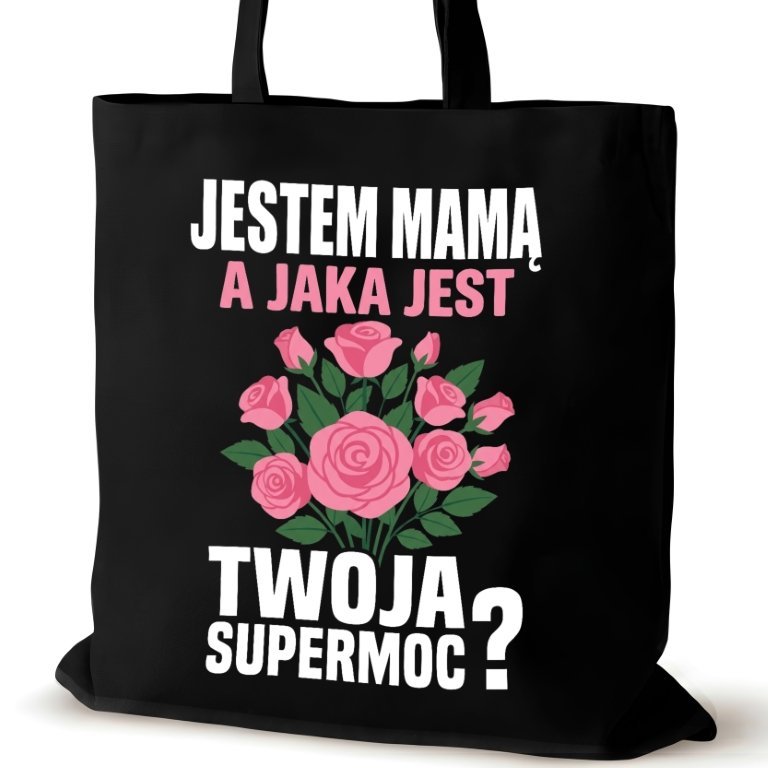 Torba bawełniana dla MAMY na ramię czarna walentynki biura śmieszna