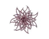 Balony i akcesoria - Kwiat różowy ażurowy brokatowy na klipsie 13 cm - miniaturka - grafika 1