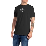 Koszulki męskie - Koszulka męska Replay bawełniana T-Shirt czarna z logo-S - miniaturka - grafika 1