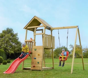 Wendy Wendy Toys Drewniany plac zabaw panda z huśtawką i zjeżdżalnią czerwony - Place zabaw - miniaturka - grafika 1