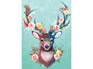 Malowanie po numerach - Haft Diamentowy, Obraz, Mozaika Diamentowa Diamond Painting, Jelonek - Kwieciste Poroże 30X40Cm - miniaturka - grafika 1