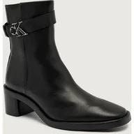 Botki damskie - Calvin Klein Skórzane botki na słupku - miniaturka - grafika 1