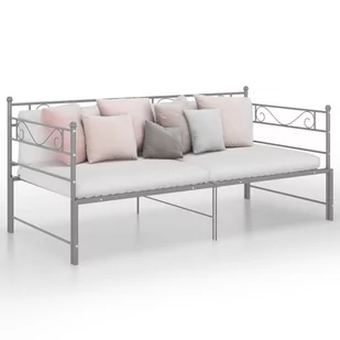 vidaXL Lumarko Sofa z wysuwaną ramą łóżka, szara, metalowa, 90x200 cm 324778 - Łóżka - miniaturka - grafika 1